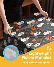 Niuara Halloween Black Plastic Table Cloth Disposable, 2 Pack, 54 x 108 in | Rectangle, 6 ft Tables, Halloween Party Decorations, Holiday Gathering
