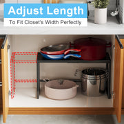 Expandable Metal Storage Shelves, 110LBS Heavy Duty Shelving Units and Storage for Pots Pans Small Appliances, Adjustable Metal Storage Shelf Organizer Rack for Kitchen Cabinets Closet Pantry Garage