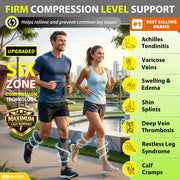 BLITZU Calf Compression Sleeves, Footless Compression Socks for Men & Women | Leg Support Brace, Shin Splint Pain Relief, Reduce Varicose Vein Swelling, Muscle Recovery, Running, Nursing, Fitness, Travel