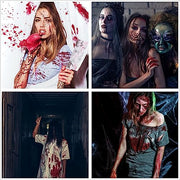 BOBISUKA 3PCS Halloween Fake Blood Makeup Kit - Coagulated 1.41oz + Spray 1.76oz + Dripping 1.76oz, Realistic Washable SFX Makeup for Zombie Monster Mouth Clothes Dress Up