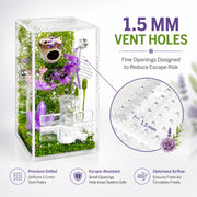 Jumping Spider Enclosure,DIY Insects Habitat,Small Reptile Terrarium Glass House Accessories Set,with Jumping Bridge Hide Water Feeder (Purple)