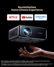 [Built-in Apps/4K Support] Smart Outdoor Projector with WiFi and Bluetooth, Movie Projector, DoIby Audio with Dual Speaker, Auto Focus w/ YouTube&PrimeVideo Proyector, Upgrad P62 Pro