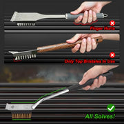 Natural Palm Grill Brush & Scraper Combo,No Metal Bristle Shedding | with Deluxe Ergonomic Handle–Heavy-Duty BBQ Cleaning Tool for Gas, Infrared, Charcoal, and Porcelain Grills