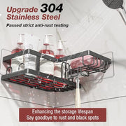 Youvip Shower Caddy Corner No Drilling-Adhesive, Shower Shelves-Rustproof | Organizer for Dorm. Black, 4-Pack - with Soap Holder