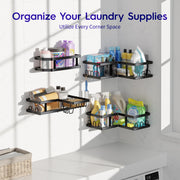 Youvip Shower Caddy Corner No Drilling-Adhesive, Shower Shelves-Rustproof | Organizer for Dorm. Black, 4-Pack - with Soap Holder
