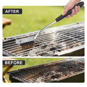 Natural Palm Grill Brush & Scraper Combo,No Metal Bristle Shedding | with Deluxe Ergonomic Handle–Heavy-Duty BBQ Cleaning Tool for Gas, Infrared, Charcoal, and Porcelain Grills
