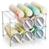 LAMU Stackable Water Bottle Organizer Holder Tumbler Cup Storage Rack | 3 Tier Clear PET Holder for Stanley 16-40oz Large Water Bottle Tumbler Cup Storage for Kitchen Cabinet Pantry Countertop