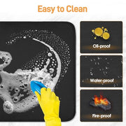 Amerbro 2 PCS Heat Resistant Mats for Countertop Air Fryer, 18x15in, Black | 1022 ℉ Fireproof mat, air fryer accessories for ninja, cosori, waterproof hot pads for kitchen toaster, oven, coffee maker