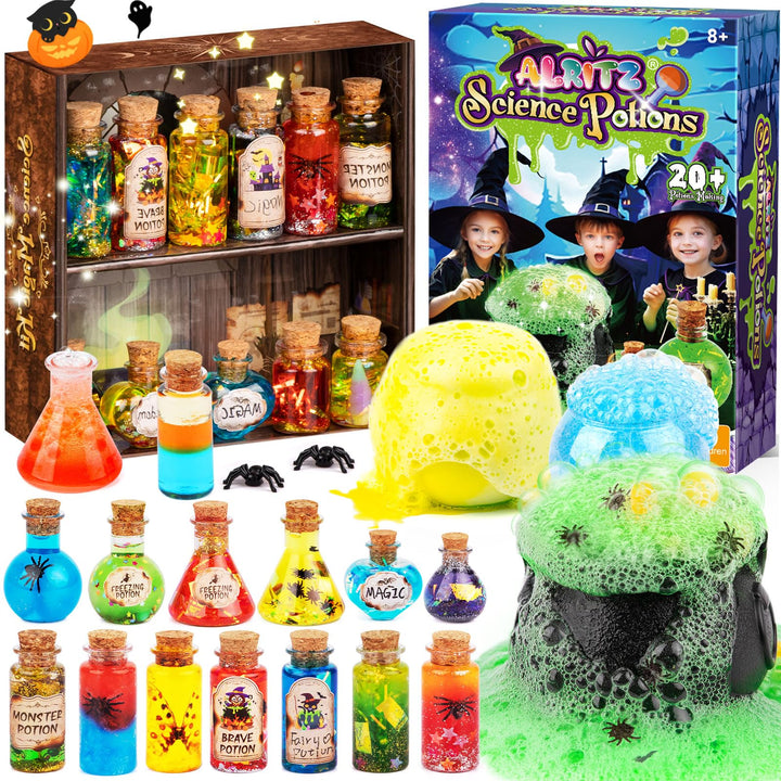 Alritz Science Potion Kits with Cauldron for Kids Ages 8+ | 23 Magic Mix Bottles, Witches Cauldron, Fun Science Experiment, Party Activity Toy