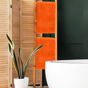 BOUTIQUO 100% Cotton 2 Pack Bath Towel Set 28x55, Eco-Friendly Large Bath Towels, Compact Quickdry Lightweight Soft & Highly Absorbent Bath Towel, Ideal for Everyday Gym Travel Camp Pool - Orange