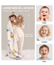 Hooded Kids Bath Towel, 45" x 45" Large Size Beach Towels for Swim Pool | 100% Muslin Cotton Towels, Absorbent Six-Layer Quick Dry Wrap, Age 5-12 Girls Boys(Bear Pattern)