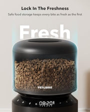 PETLIBRO Automatic Cat Feeder, Timed Dry Food Dispenser for Cat & Small Dog | Programmable Pet Feeder with Portion Control, Airtight Storage, Voice Meal Call, Dual Power Supply, Anti-Jam Design, 3L Black