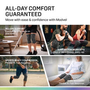 Modvel Compression Knee Brace for Women & Men - 2 Pack Knee Brace for Running Knee Pain, Knee Support Compression Sleeve, Workout Sports Knee Braces for Meniscus Tear ACL & Arthritis Pain Relief