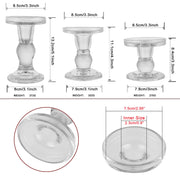 BTGLLAS 3-Piece Set of Glass Candlestick, Crystal Candlestick Holder Holder and Conical Candle, Christmas Candle Holder Decoration, Family Living Room Wedding Candle Holder (Clear)