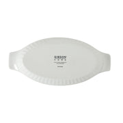 Gibson Home Gracious Dining Oval Au Gratin Baking Dishes, 4-Piece Set – 9 oz Oven Safe Banana Split Bowls, Ceramic Small Casserole Dishes with Handles, Microwave & Dishwasher Safe Mini Bakeware, White