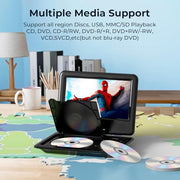 DBPOWER 11.5" Portable DVD Player, 5-Hour Built-in Rechargeable Battery, 9" Swivel Screen, Support CD/DVD/SD Card/USB, Remote Control, 1.8 Meter Car Charger, Power Adaptor and Car Headrest (Black)