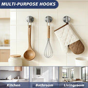 disbam Waterproof No-Drilling Suction Cup Shower Hooks, Brushed Nickel | Strong Vacuum Hold | No Wall Damage | Durable 304 Stainless Steel | Perfect for Bathroom Towel, Robe & Shower Mirror