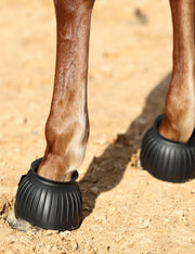 Harrison Howard Rubber Pull-on Bell Boots, Hoof Overreach Protection | 2/pack & 4/pack Options, Extra Thick Rubber for Durability, Upgraded Leather Touch Tape, Hoof Impact Guard, Horse Bell Boots