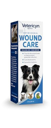 Vetericyn Plus Dog Wound Care Spray, Lick-Safe Wound & Skin Care, 3 oz | Cleans cuts, scrapes, bites & post-surgical sites; no sting; no antibiotics or steroids; lick-safe & safe for all animals