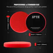 Red T10 Ultra-Fine Finishing Polishing Pad, SPTA 3Pcs 6.5 Inch Face for 6 Inch 150mm Backing Plate Compound Buffing Sponge Pads for Car Buffer Polisher Compounding, Polishing and Waxing -X00224R6B3