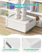MLIKLU 17 QT Storage Box with Building Baseplate Lid and Removable Tray | Craft Organizers and Storage, Storage Bins for Bricks, Art Supplies, Double Layer, Large Capacity(White)