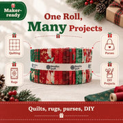Christmas Jelly Roll Fabric for Quilting, 40 Precut 2.5" x 44" 100% Cotton Fabric Strips | Holiday Quilting Fabric Bundle for Sewing, Christmas Quilt Projects & DIY Crafts (Mistletoe Lane)