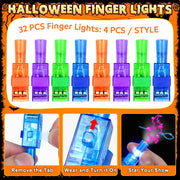 32 Halloween Finger Lights Bulk Party Favors for Kids Goodie Bag Stuffers | Halloween Toys Treats Non Candy Classroom Prizes Trick or Treat Bucket Toys Pinata Fillfer