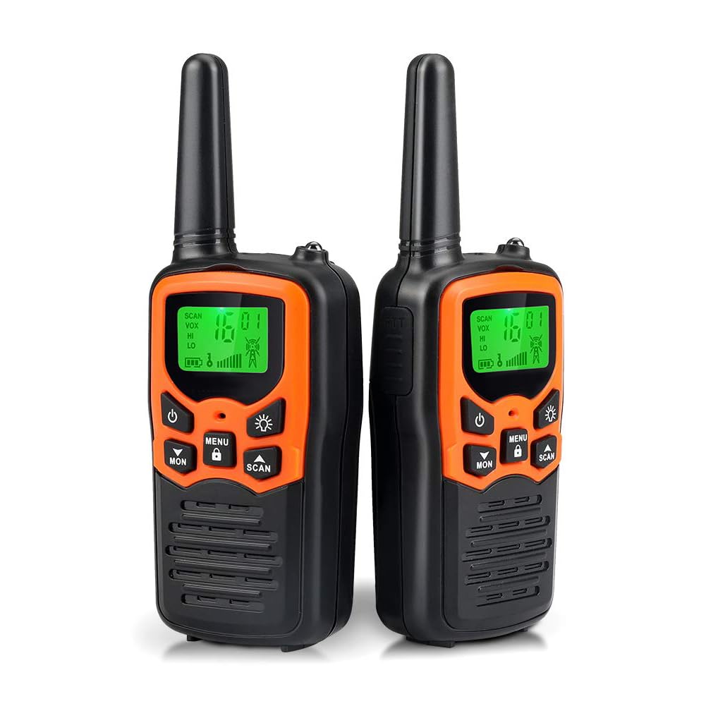 MOICO Walkie Talkies for Adults, 22 Channel Long Range FRS Two-Way Radios | 2 Pack, Compact Portable, LED Flashlight, VOX, LCD Display, Family Use, Hiking, Camping, Outdoor Trips, Cruise