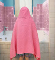 ORIGINAL KIDS Hooded Bath Towel - 100% Cotton Pink Waffle Weave Kids Towel | Oversized 30x56 Large Terry Towel Bath Wrap with a Hood for Kids Toddlers - Super Absorbent Quick Dry Shower Pool Beach Towel