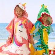 Joiedomi Kids Beach Towels with Hood for 3-10 Years Boys Girls Unicorn Hooded Toddler Bath Towel Poncho Absorbent Quick Dry Soft Microfiber Swim Robe with Backpack Lightweight 30"x30" for Beach Pool