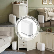 Purexa Small Bathroom Trash Can with Lid, 2.3 Gallon Slim Trash Can, Narrow Garbage Can with Hidden Liner & Auto-Smooth Bag Fit, Press-to-Open Lid, White, for Bathroom, Bedroom, Office, Kitchen