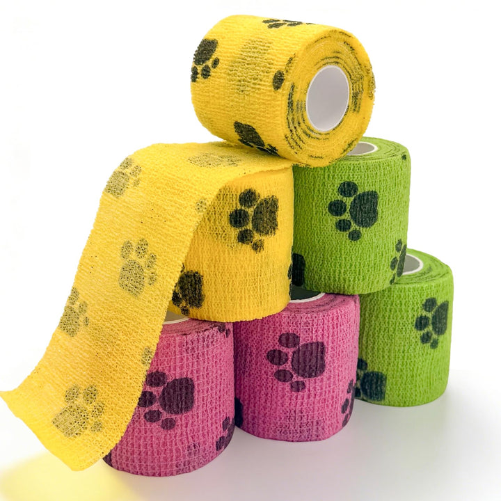 AVINLI 6 Rolls Vet Wrap Cohesive Bandage, Self Adhesive | Non-Woven Pet First Aid Tape for Dogs, Cats, Horses, Wound Care, Sticks Only to Itself, Safe & Comfortable, 2 Inch x 5 Yards