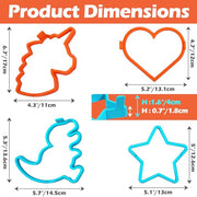 Kamehame Silicone Pancake Molds for Heart, Star, Dinosaur, Unicorn Shape Pancakes, 4 Pack Nonstick Pancake Shaper for kids, Fun Cake Ring Mold for Griddle Cooking