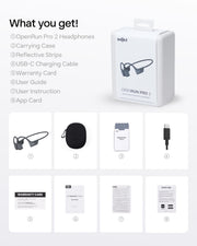 SHOKZ OpenRun Pro 2 Bone Conduction Bluetooth Sport Headphones, Black | Bundle with Reflective Strip；DualPitch premium sound；Open ear awareness; Smart Mic; IP55; 12H battery; Running/Cycling/Hiking