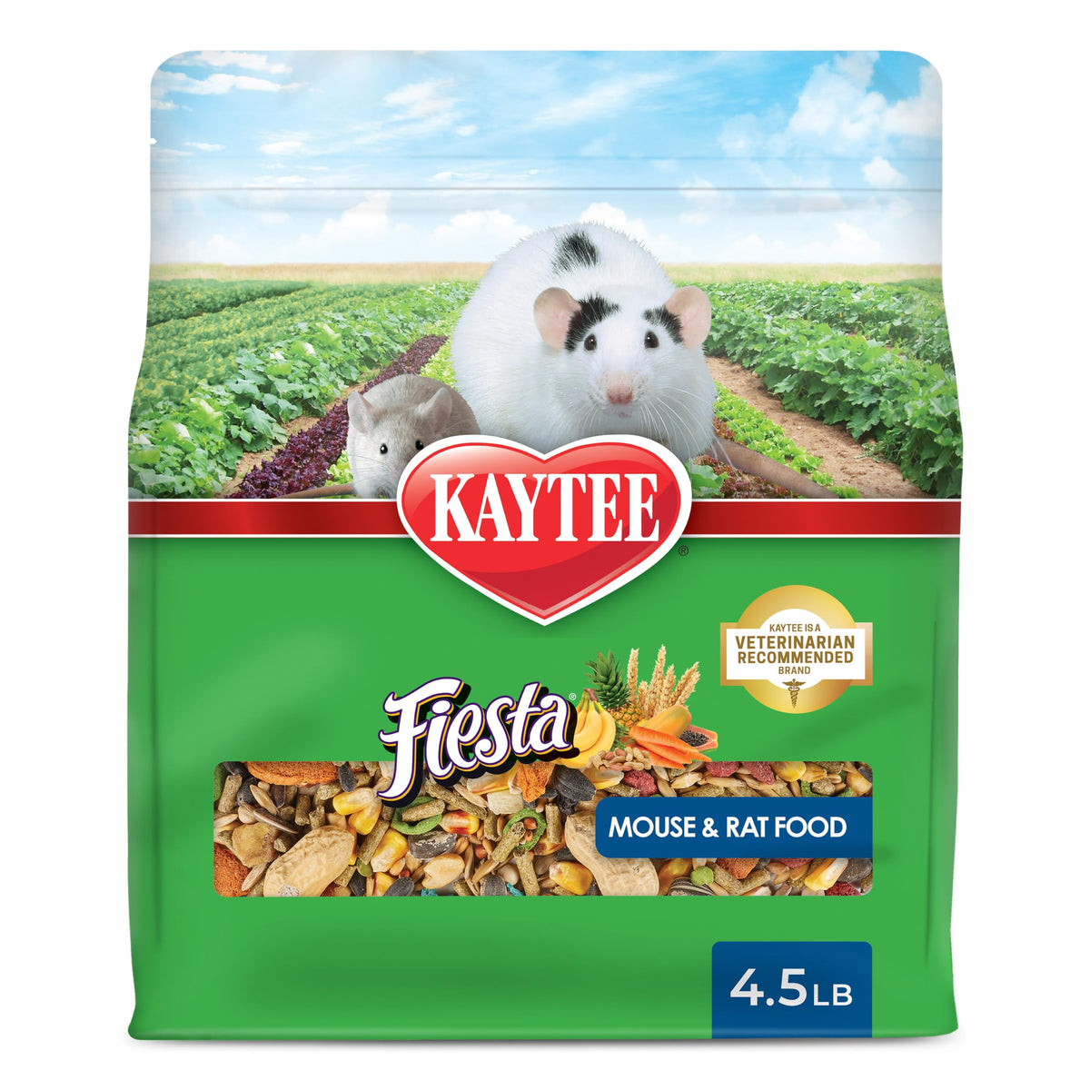 Kaytee Fiesta Mouse & Rat Food, Nutritious Blend, 4.5 Pounds | More mealtime fun. Mouse food blend. Fruits, veggies, rat enrichment