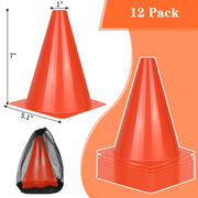 PXZBLG 12/24/50pcs Soccer Cones, 7" Plastic Traffic Cones | for Sports Training, Football, Soccer, Basketball, Coaching, Practice