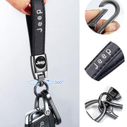 NASKEE Genuine Leather Key Chain for Jeep Wrangler Compass Cherokee Renegade Patriot Grand Commande Keychain KeyRing for Men and Woean Accessories Black