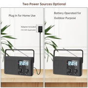 DreamSky AM FM Radio Portable Shortwave Radio Battery Powered/Plug in Wall | for Home Outdoor, Strong Reception, Large Dial Easy to Use, Digital Time Display, Transistor Antenna, Seniors Small Gift