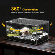 Clioran Reptile PC Tank,Escape Proof Magnetic Lid Tarantula Enclosure Large | Easy Clean Seamless Base Hermit Crab Habitat,Stackable Isopod Terrarium,Cross Ventilation Spider Starter Cage,Frog Container