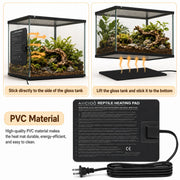 Aiicioo Reptile Heating Pad - Hermit Crab Heater Heat Mat for Reptiles Snake Lizard Terrarium 8 Watt