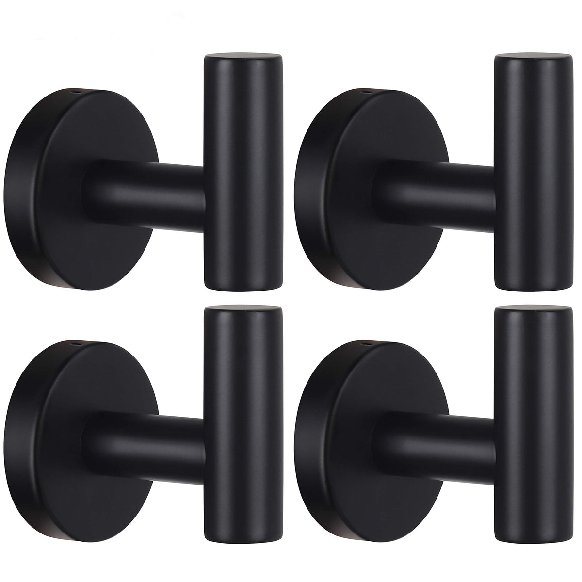 Homagic Towel Hooks Bathroom Coat Robe Wall Hook Heavy Duty Door Hanger Towel Robe Clothes Cabinet Closet Sponges Rack for Bathroom Bedroom Kitchen Hotel Pool 4 Packs Black(Drilling Installation)