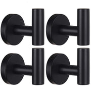 Homagic Towel Hooks Bathroom Coat Robe Wall Hook Heavy Duty Door Hanger Towel Robe Clothes Cabinet Closet Sponges Rack for Bathroom Bedroom Kitchen Hotel Pool 4 Packs Black(Drilling Installation)