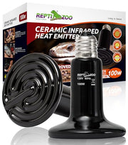 REPTI ZOO 100W Reptile Heat Lamp 2Pack Ceramic Heat Emitter Night Heat Lamp Bulbs Reptile Terrarium Heat lamp Tank Heat Bulb for Turtle Bearded Dragon Gecko Lizard Snake Chicken E26