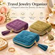 3-Pack 2027 New Model Jewelry Zipper Pouch, Travel Jewelry Organizer | 3-Piece Set Soft Velvet Jewelry Case, 6 Individual Pockets, Anti Tangling & Scratching,Travel & Gift Use