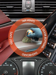 SPTA Car Detail Brush, 2 Piece Small Car Detail Curve Ball Brush Set for Interior Seats Tires & Air Vent Cleaning Soft Dust Remover, Covers Large Area Inside or Outside Vehicles