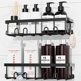 YASONIC Shower Caddy Adhesive, Rustproof Shower Organizer, Wall Shower Rack | Large Capacity Shower Shelf for Inside Shower, No Drill Shower Storage, Shampoo Shower Holder, Black, 2 Caddies