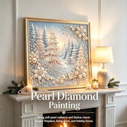 CHWGLFGG 5D Forest Pearl Diamond Art Kits for Adults Beginners 12x12inch | DIY 3D Christmas Tree Special Shape Plastic Pearl Painting Kit for Adult Gem Art Crafts Home Wall Decor