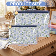 Locmeo 2 Pack Needlepoint Project Bags with Wristlet, Blue, Clear Hydrangea | Pouch for Embroidery Quilting, Sewing Organizer, Cross Stitch Storage Stitching Crafts Stitchers Thoughtful Gift