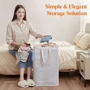 Lifewit 75L Large Collapsible Laundry Basket with Extended Handles, Grey | Foldable Laundry Hamper, Tall Dirty Clothes Basket, Waterproof, Freestanding Design for Bedroom, Bathroom, College Dorm