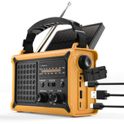 Emergency Radio with Hand Crank & Solar, NOAA Weather Band, AM/FM, 12000mAh | 8500mm² Solar Panel, Clear AM/FM Reception, 5W Flashlight & Reading Light, 120dB SOS, Phone Charging for Hurricanes & Outages